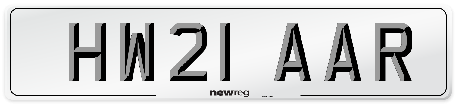 HW21 AAR Number Plate from New Reg